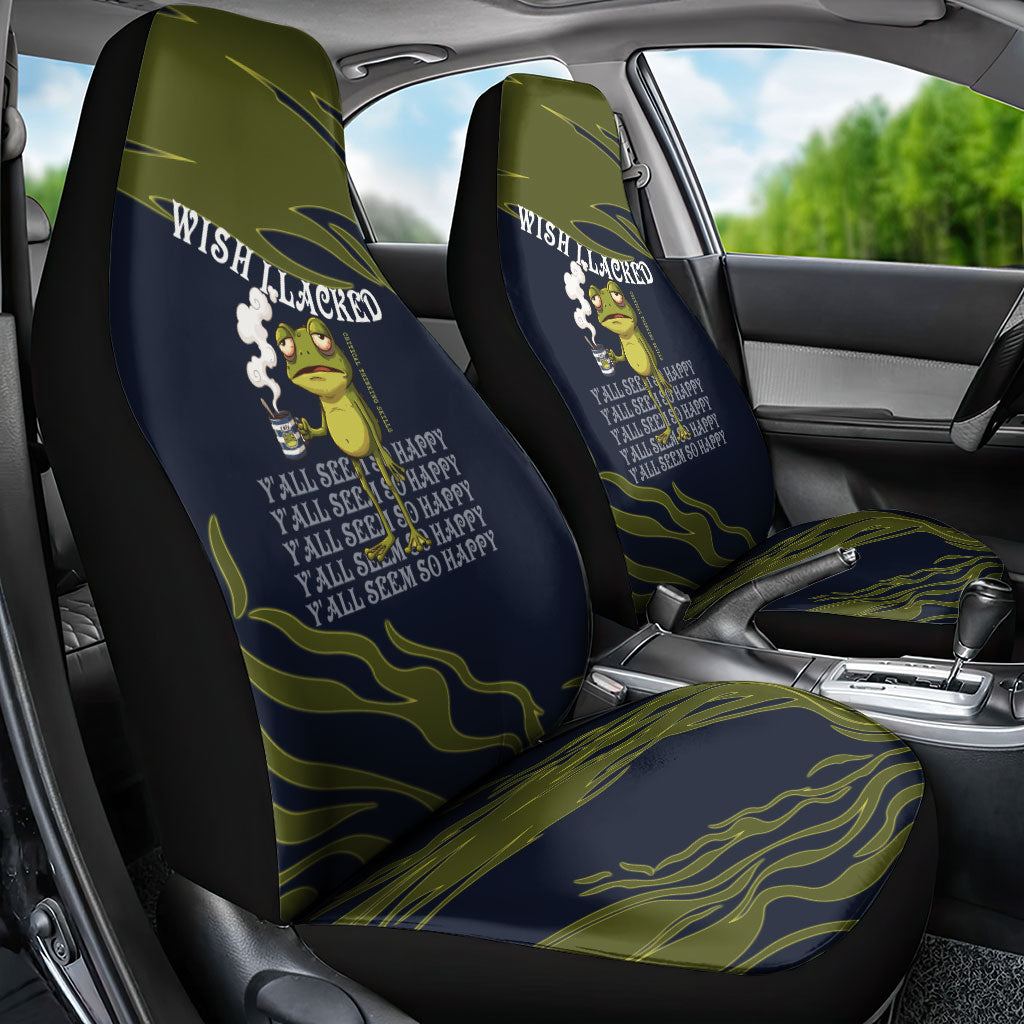 Wish I Lacked Critical Thinking Skills Y'all Seem So Happy Frog Car Seat Cover Funny Overthinking Meme