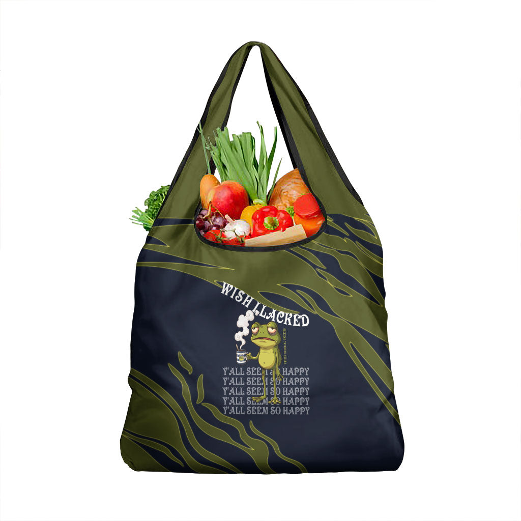 Wish I Lacked Critical Thinking Skills Y'all Seem So Happy Frog Grocery Bag Funny Overthinking Meme