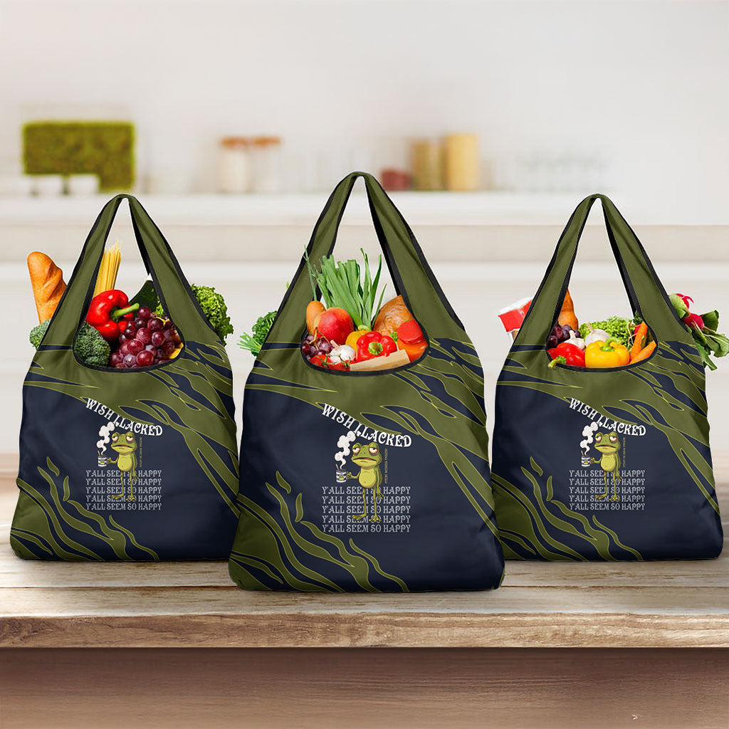 Wish I Lacked Critical Thinking Skills Y'all Seem So Happy Frog Grocery Bag Funny Overthinking Meme