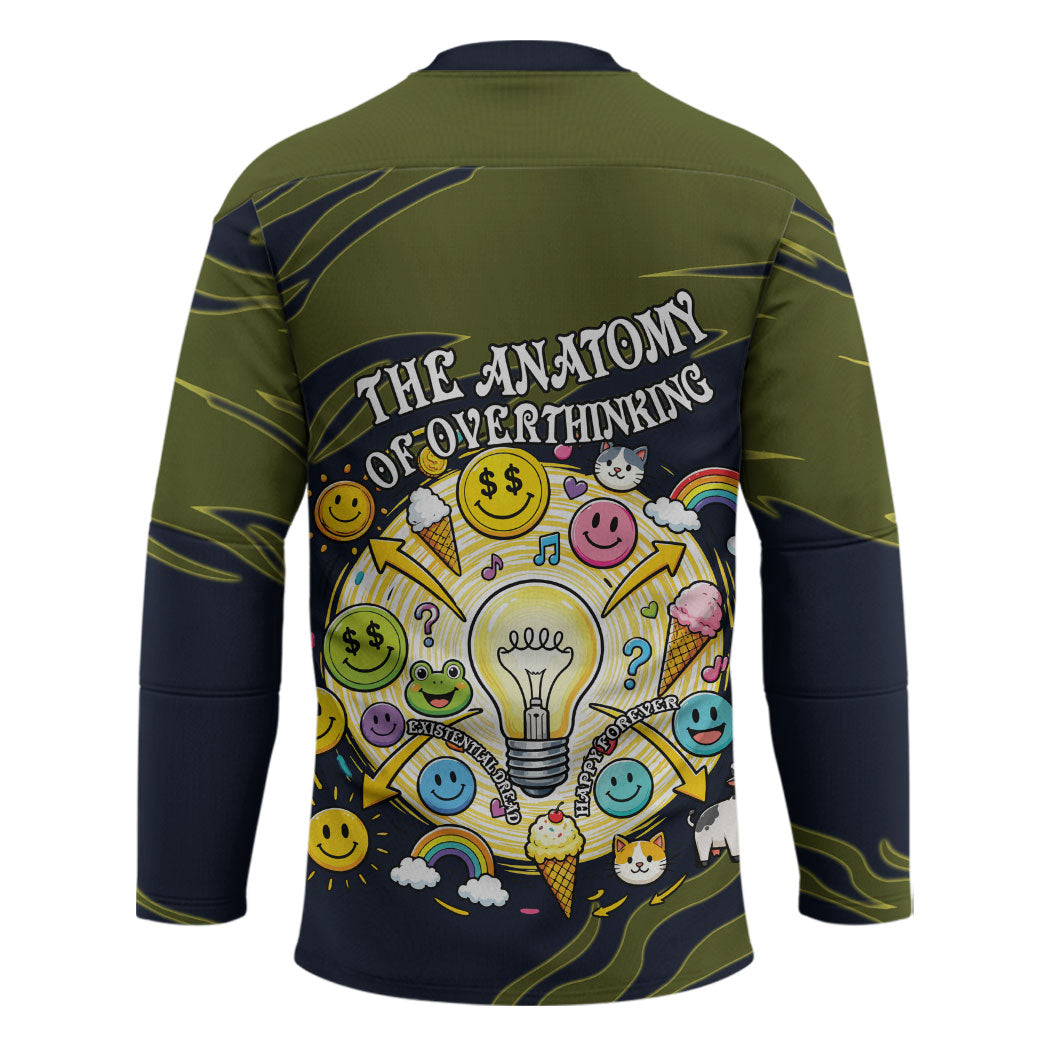 Wish I Lacked Critical Thinking Skills Y'all Seem So Happy Frog Hockey Jersey Funny Overthinking Meme