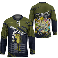 Wish I Lacked Critical Thinking Skills Y'all Seem So Happy Frog Hockey Jersey Funny Overthinking Meme
