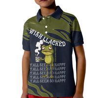 Wish I Lacked Critical Thinking Skills Y'all Seem So Happy Frog Kid Polo Shirt Funny Overthinking Meme
