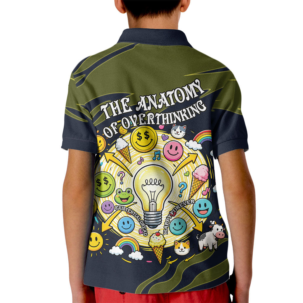 Wish I Lacked Critical Thinking Skills Y'all Seem So Happy Frog Kid Polo Shirt Funny Overthinking Meme