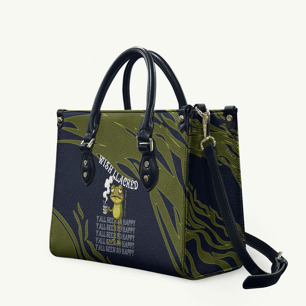 Wish I Lacked Critical Thinking Skills Y'all Seem So Happy Frog Leather Bag Funny Overthinking Meme