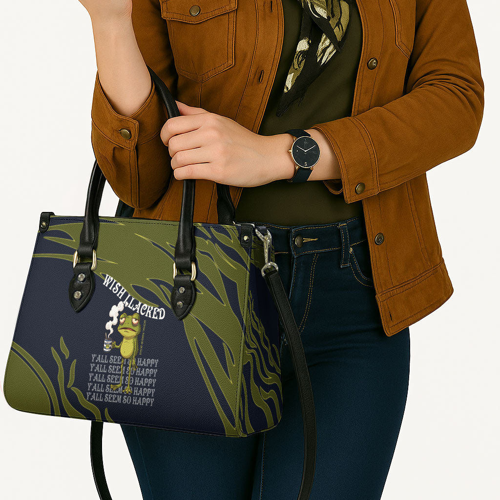 Wish I Lacked Critical Thinking Skills Y'all Seem So Happy Frog Leather Bag Funny Overthinking Meme