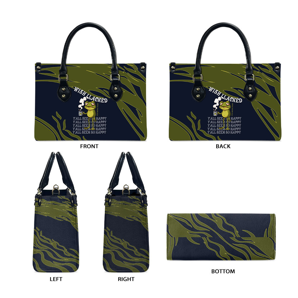 Wish I Lacked Critical Thinking Skills Y'all Seem So Happy Frog Leather Bag Funny Overthinking Meme