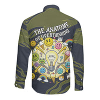 Wish I Lacked Critical Thinking Skills Y'all Seem So Happy Frog Long Sleeve Button Shirt Funny Overthinking Meme