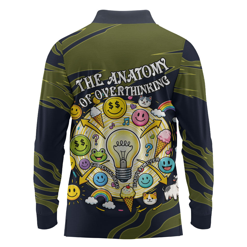 Wish I Lacked Critical Thinking Skills Y'all Seem So Happy Frog Long Sleeve Polo Shirt Funny Overthinking Meme