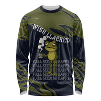 Wish I Lacked Critical Thinking Skills Y'all Seem So Happy Frog Long Sleeve Shirt Funny Overthinking Meme