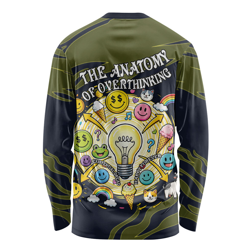 Wish I Lacked Critical Thinking Skills Y'all Seem So Happy Frog Long Sleeve Shirt Funny Overthinking Meme