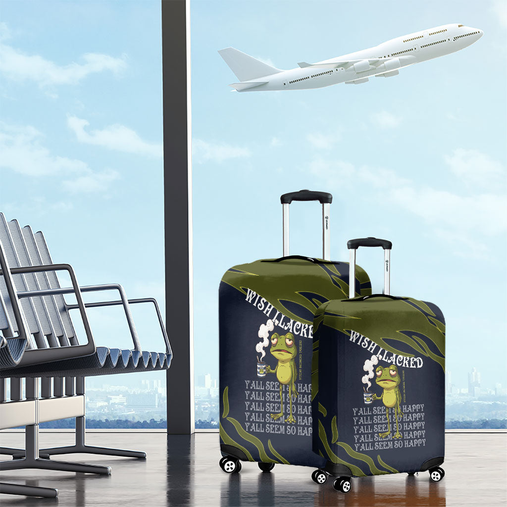 Wish I Lacked Critical Thinking Skills Y'all Seem So Happy Frog Luggage Cover Funny Overthinking Meme