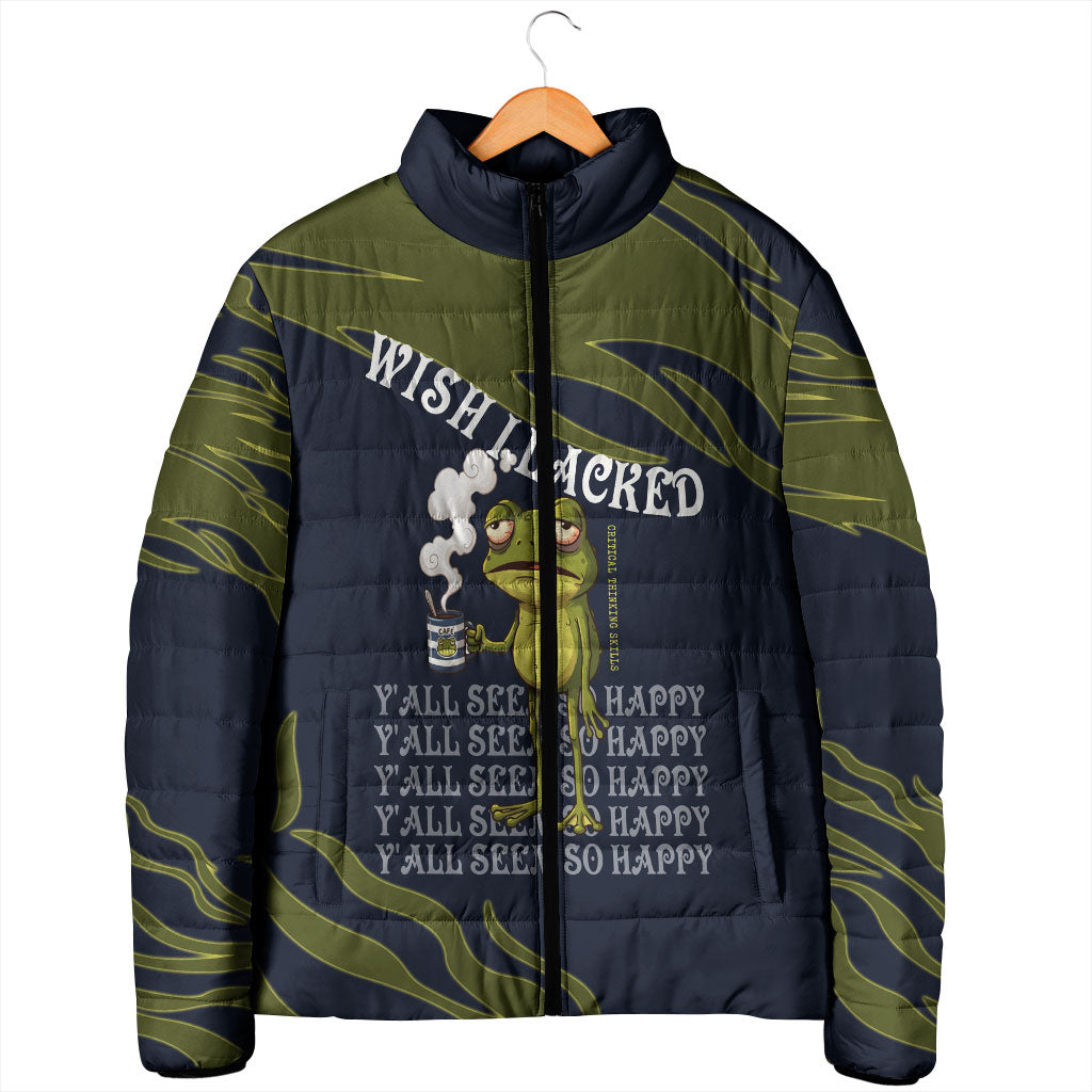 Wish I Lacked Critical Thinking Skills Y'all Seem So Happy Frog Padded Jacket Funny Overthinking Meme