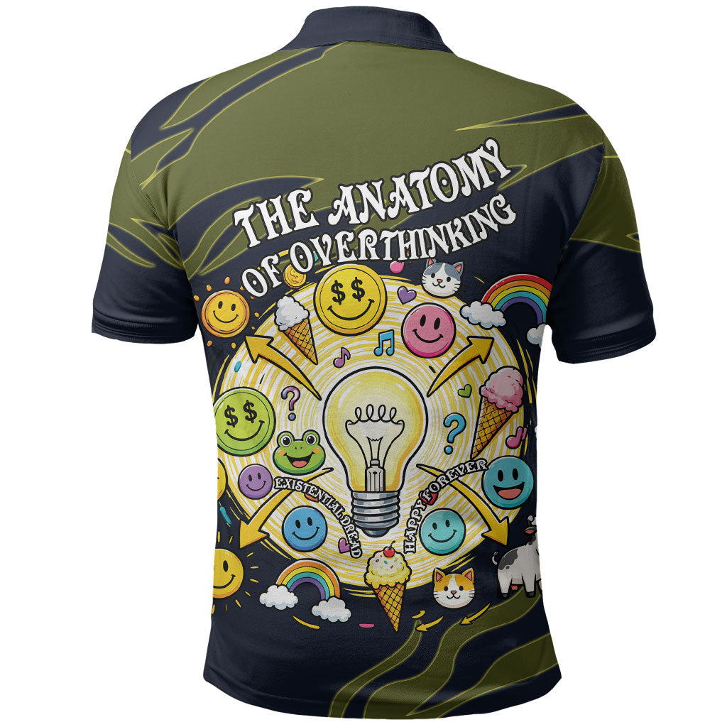 Wish I Lacked Critical Thinking Skills Y'all Seem So Happy Frog Polo Shirt Funny Overthinking Meme
