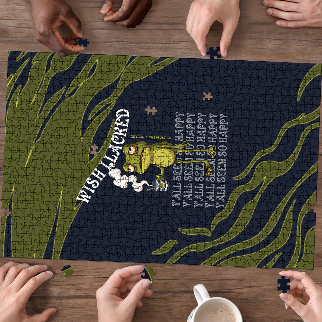 Wish I Lacked Critical Thinking Skills Y'all Seem So Happy Frog Puzzle Funny Overthinking Meme