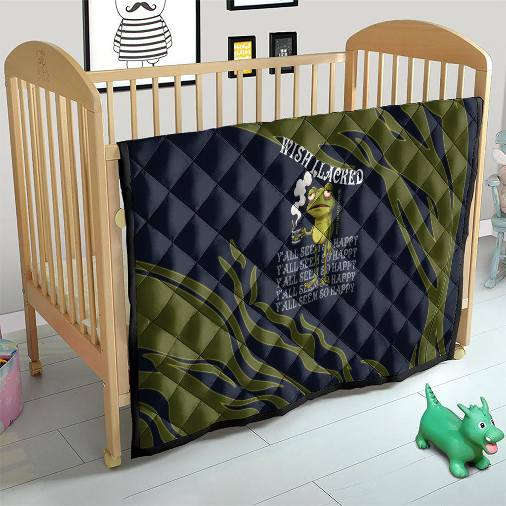 Wish I Lacked Critical Thinking Skills Y'all Seem So Happy Frog Quilt Funny Overthinking Meme