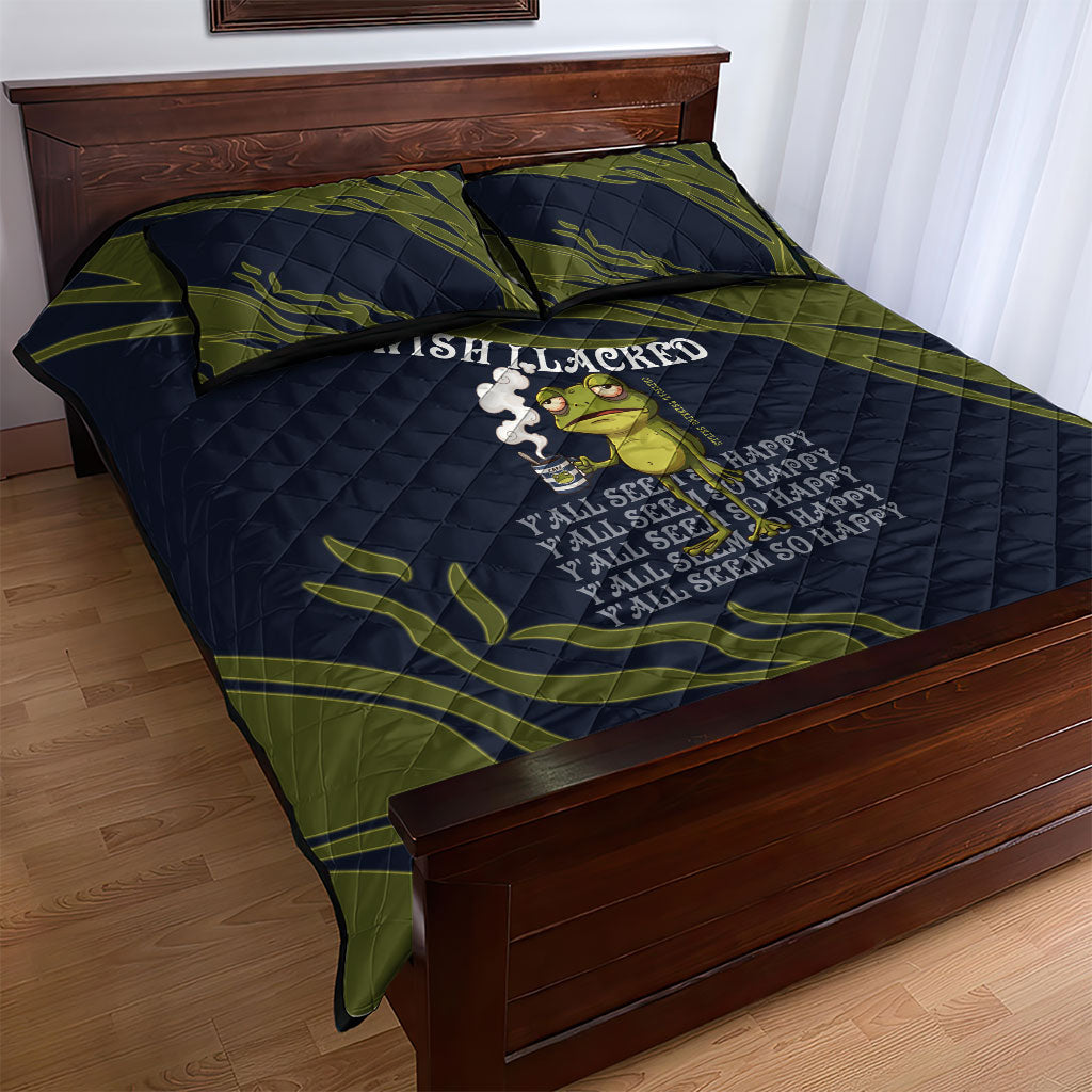 Wish I Lacked Critical Thinking Skills Y'all Seem So Happy Frog Quilt Bed Set Funny Overthinking Meme