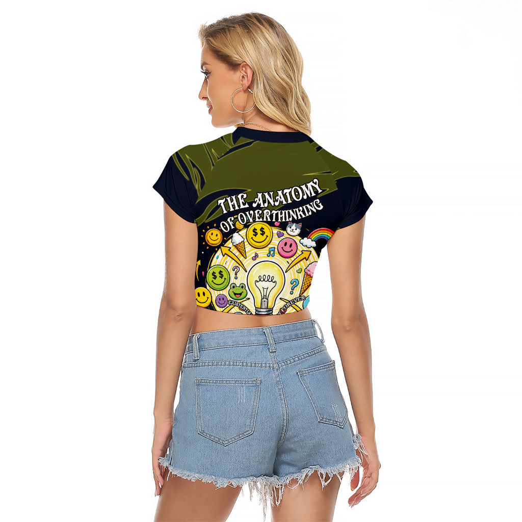Wish I Lacked Critical Thinking Skills Y'all Seem So Happy Frog Raglan Cropped T Shirt Funny Overthinking Meme