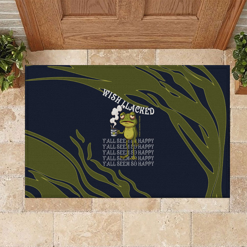 Wish I Lacked Critical Thinking Skills Y'all Seem So Happy Frog Rubber Doormat Funny Overthinking Meme