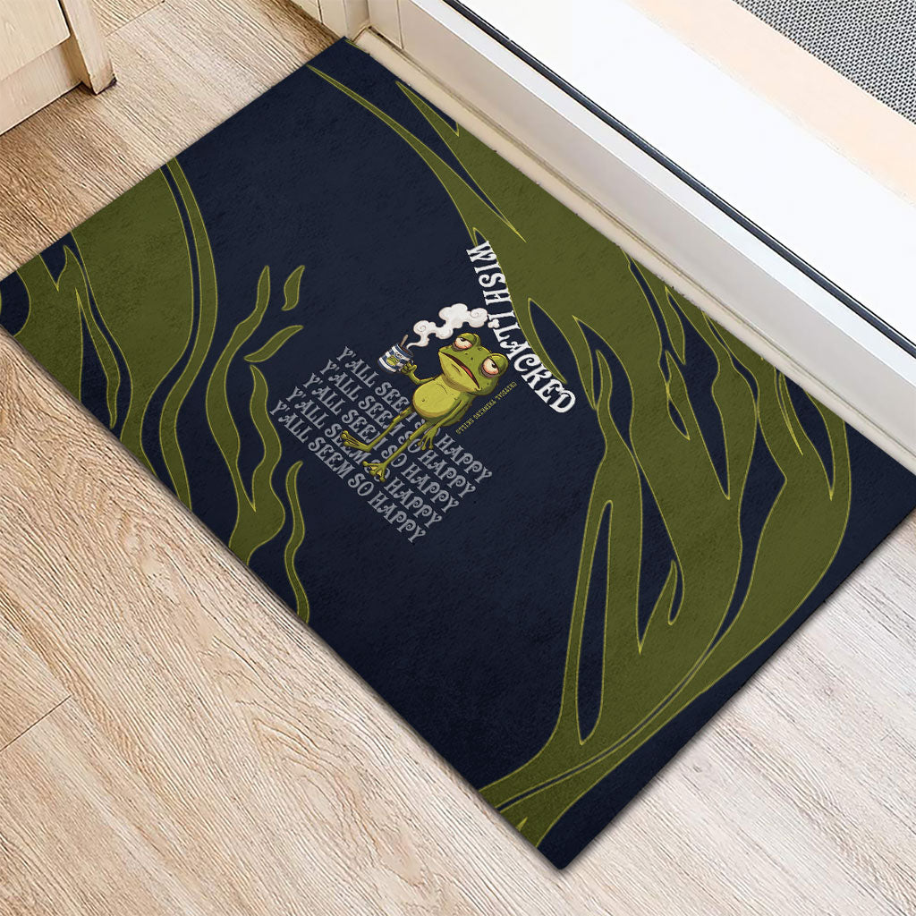 Wish I Lacked Critical Thinking Skills Y'all Seem So Happy Frog Rubber Doormat Funny Overthinking Meme