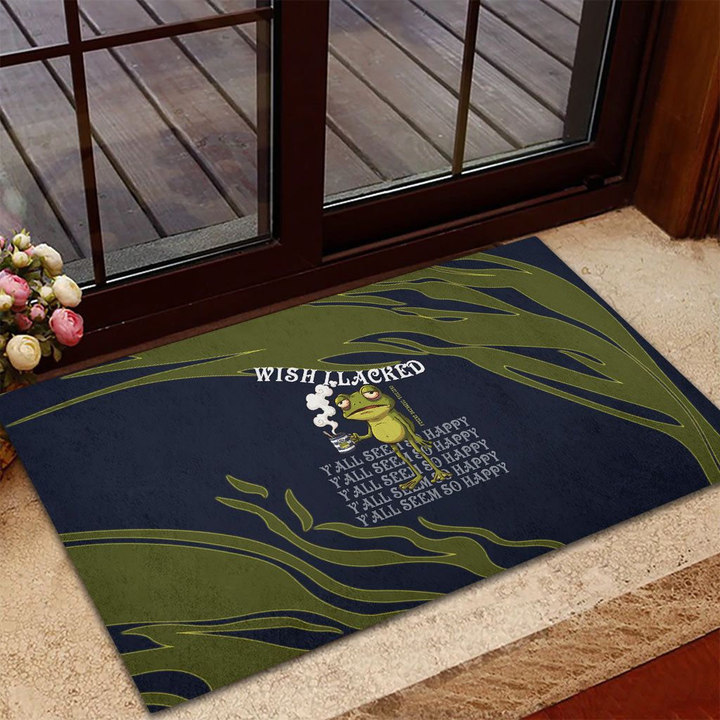 Wish I Lacked Critical Thinking Skills Y'all Seem So Happy Frog Rubber Doormat Funny Overthinking Meme