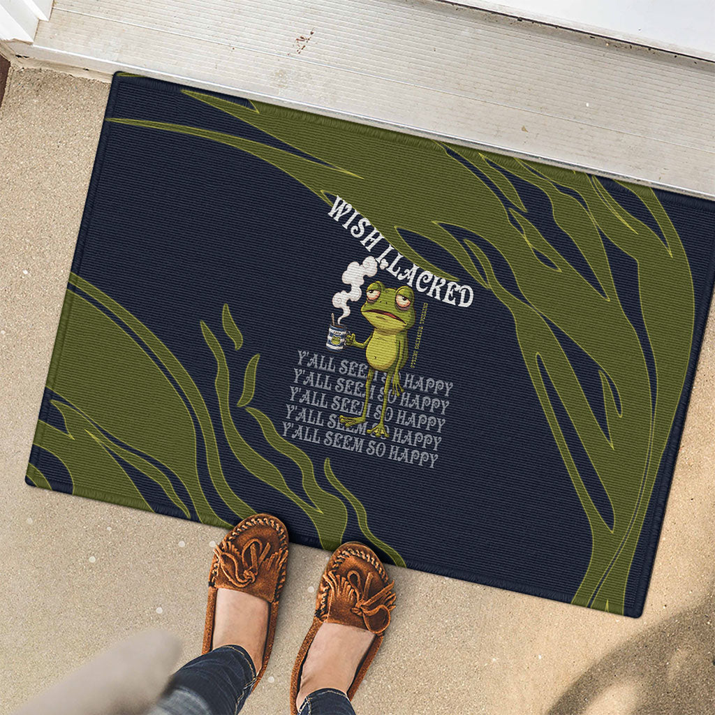 Wish I Lacked Critical Thinking Skills Y'all Seem So Happy Frog Rubber Doormat Funny Overthinking Meme