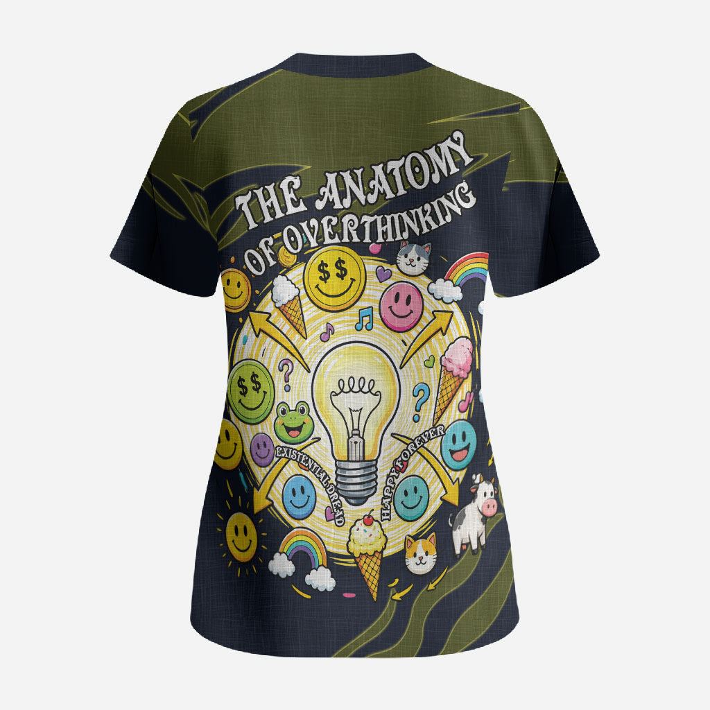 Wish I Lacked Critical Thinking Skills Y'all Seem So Happy Frog Scrub Top Funny Overthinking Meme