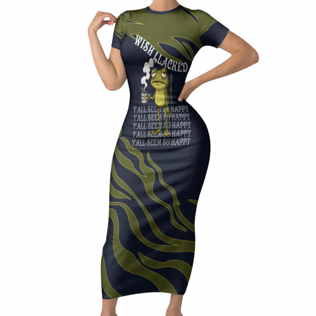 Wish I Lacked Critical Thinking Skills Y'all Seem So Happy Frog Short Sleeve Bodycon Dress Funny Overthinking Meme