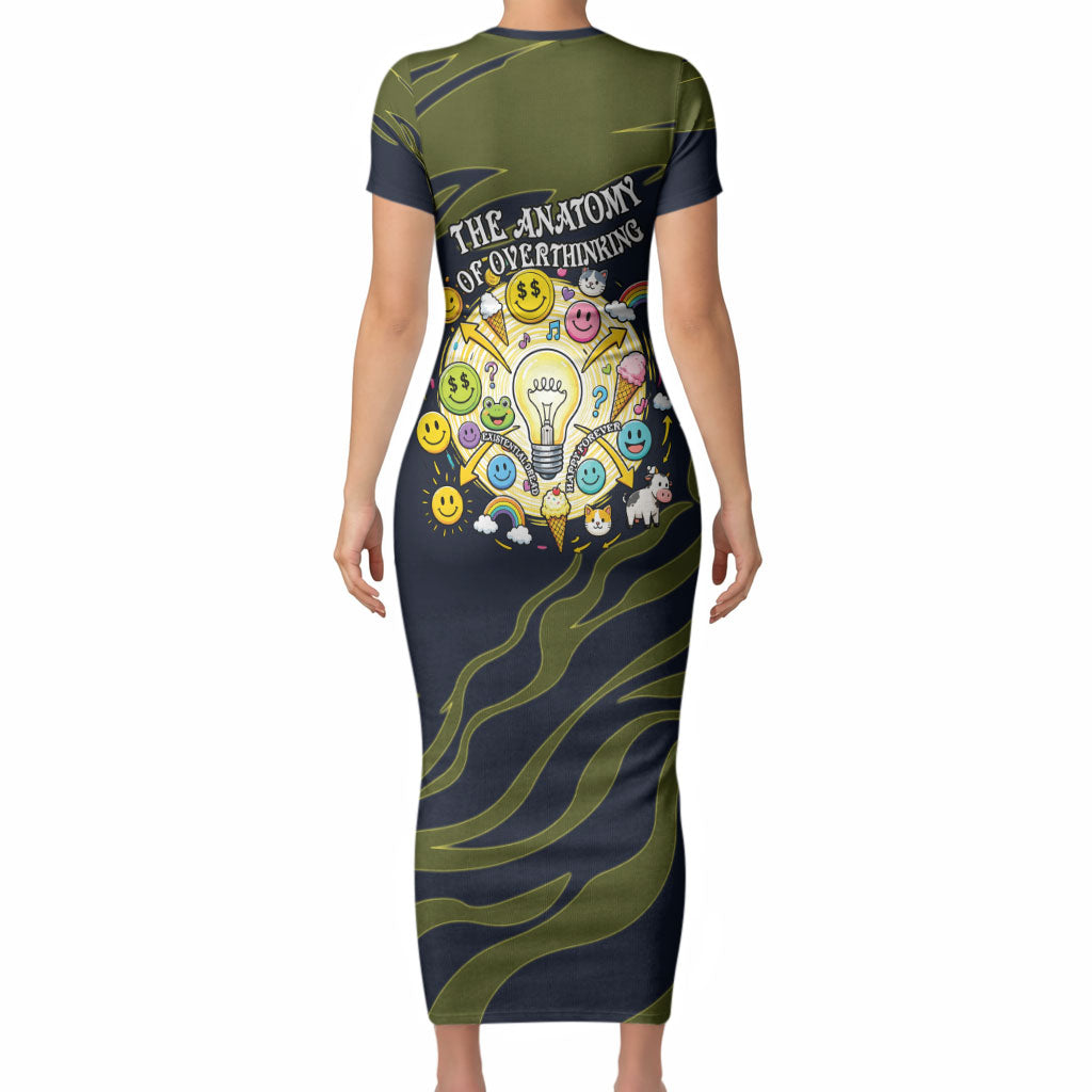 Wish I Lacked Critical Thinking Skills Y'all Seem So Happy Frog Short Sleeve Bodycon Dress Funny Overthinking Meme