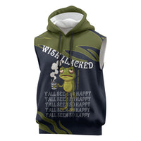 Wish I Lacked Critical Thinking Skills Y'all Seem So Happy Frog Sleeveless Hoodie Funny Overthinking Meme