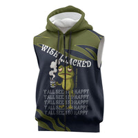 Wish I Lacked Critical Thinking Skills Y'all Seem So Happy Frog Sleeveless Zip Hoodie Funny Overthinking Meme