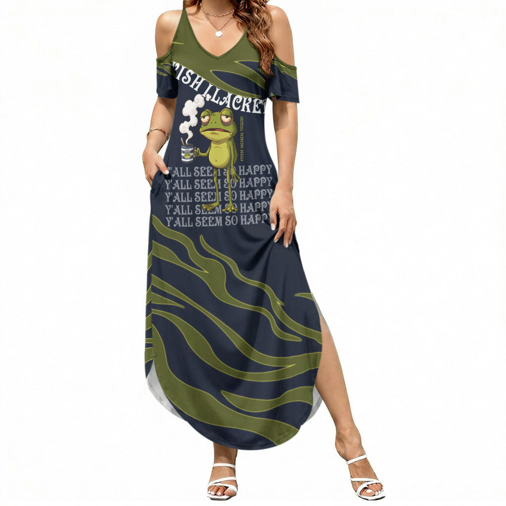 Wish I Lacked Critical Thinking Skills Y'all Seem So Happy Frog Summer Maxi Dress Funny Overthinking Meme