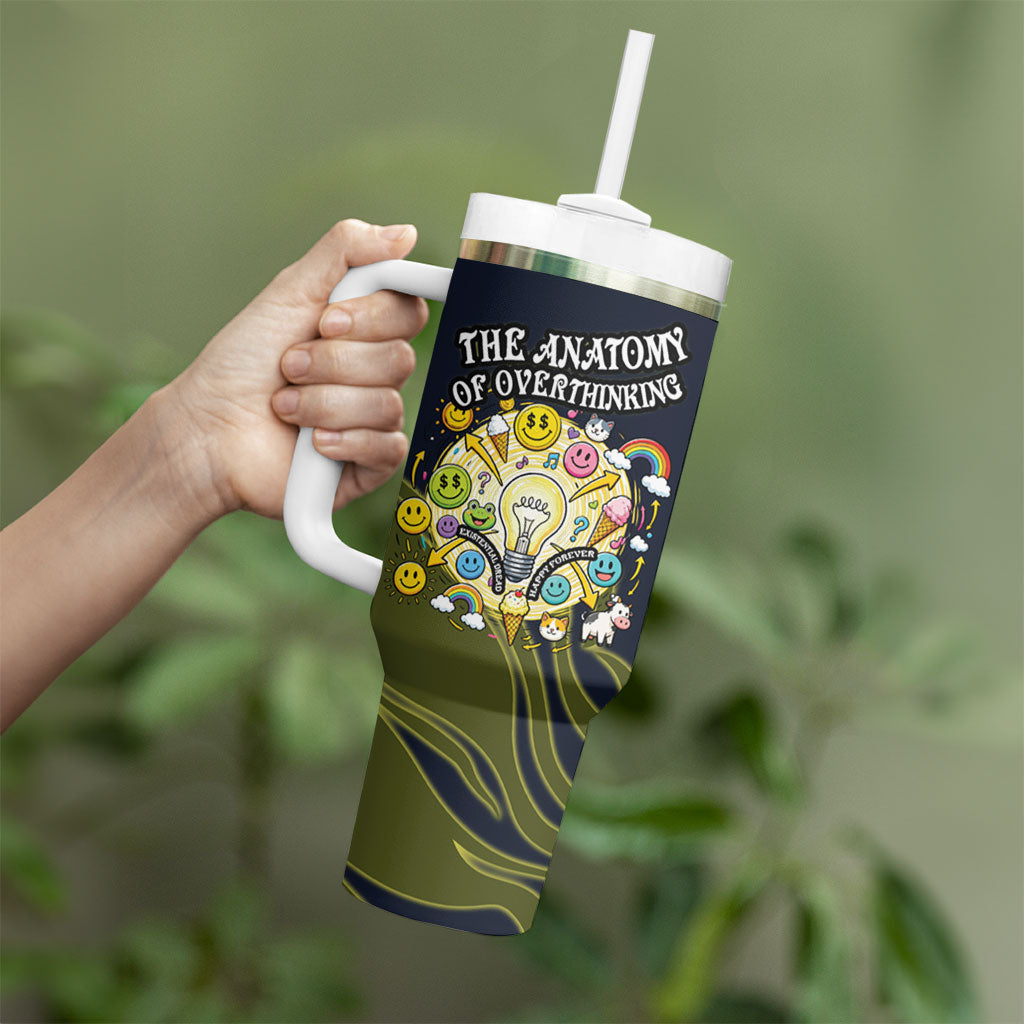 Wish I Lacked Critical Thinking Skills Y'all Seem So Happy Frog Tumbler With Handle Funny Overthinking Meme