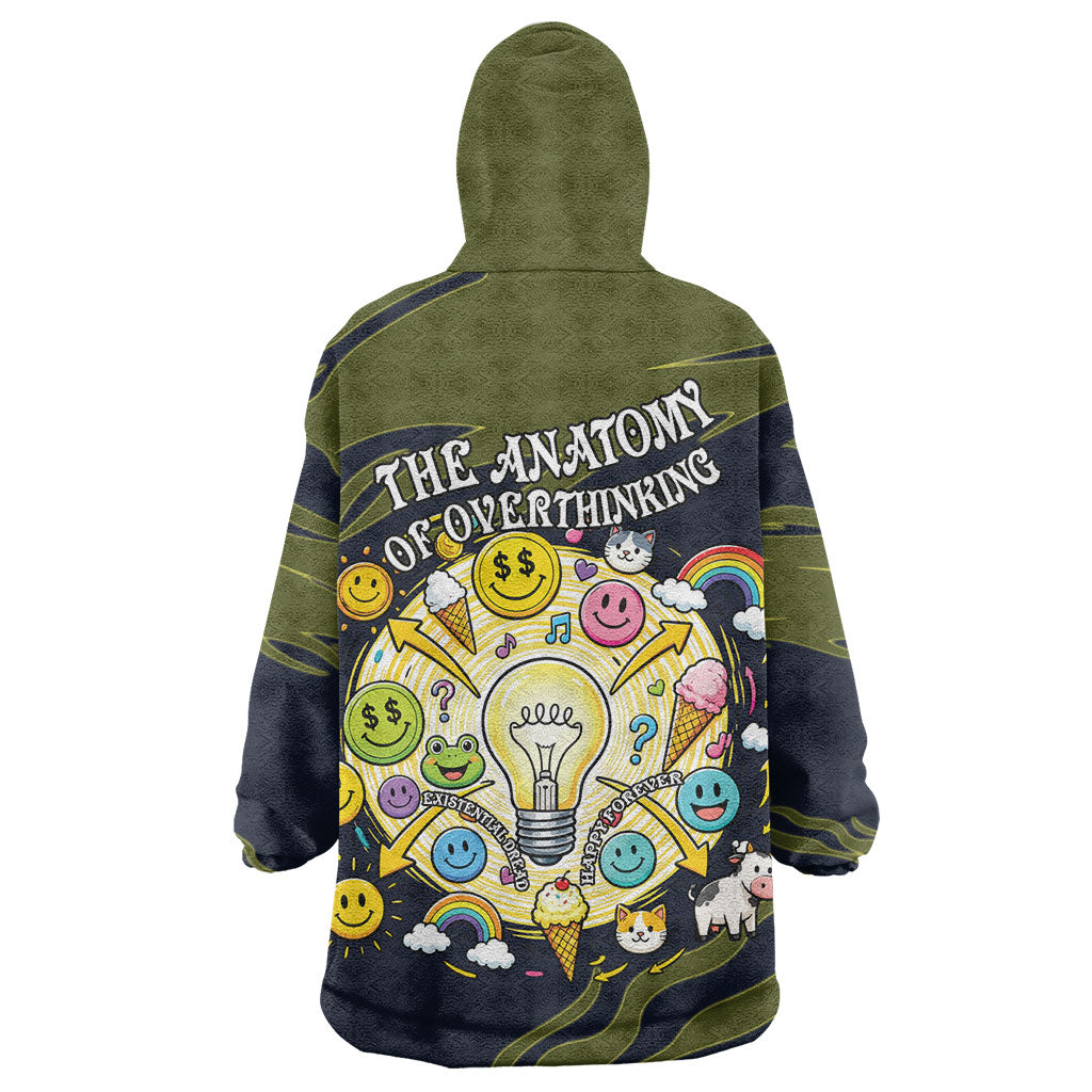 Wish I Lacked Critical Thinking Skills Y'all Seem So Happy Frog Wearable Blanket Hoodie Funny Overthinking Meme
