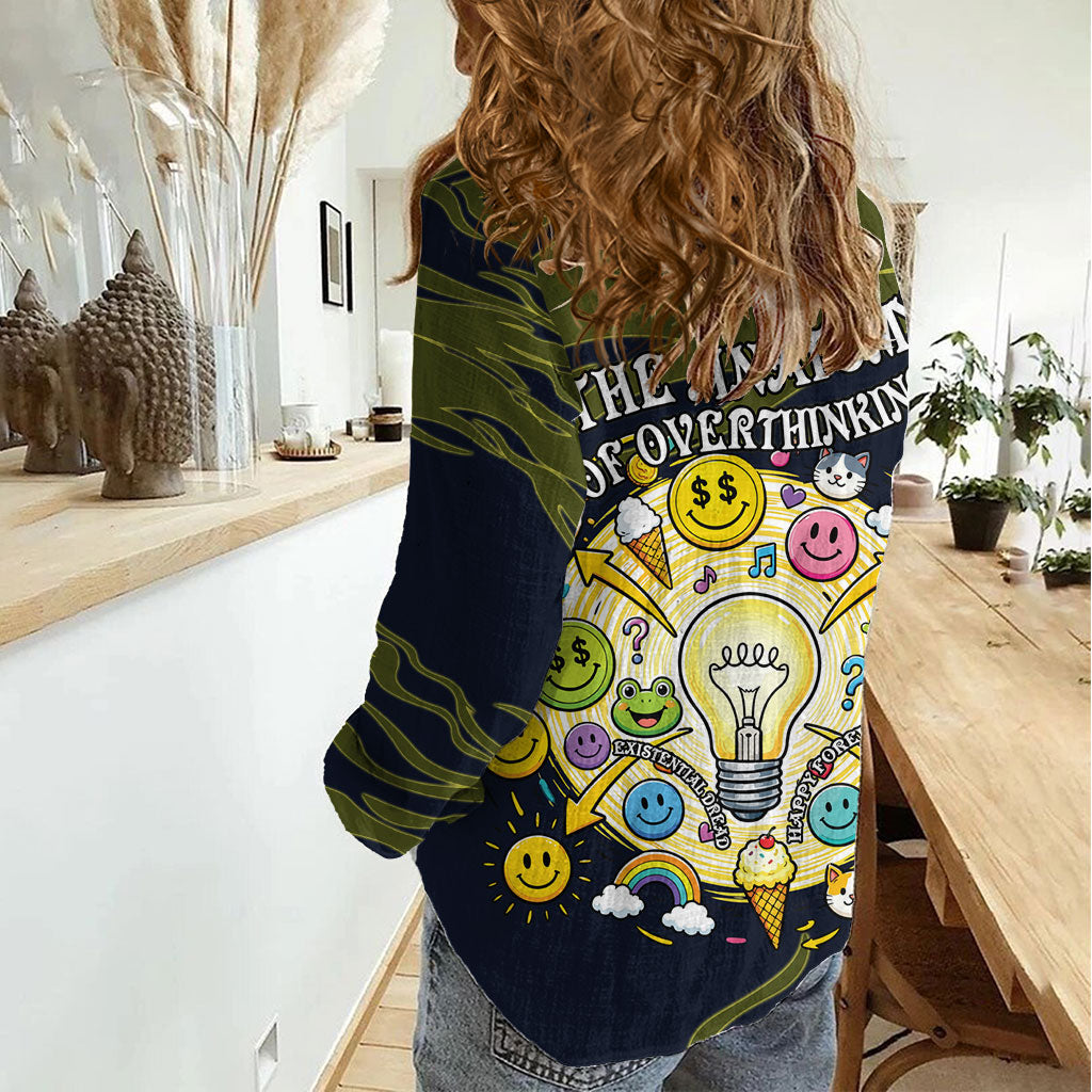 Wish I Lacked Critical Thinking Skills Y'all Seem So Happy Frog Women Casual Shirt Funny Overthinking Meme