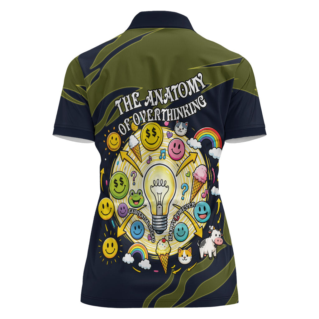 Wish I Lacked Critical Thinking Skills Y'all Seem So Happy Frog Women Polo Shirt Funny Overthinking Meme