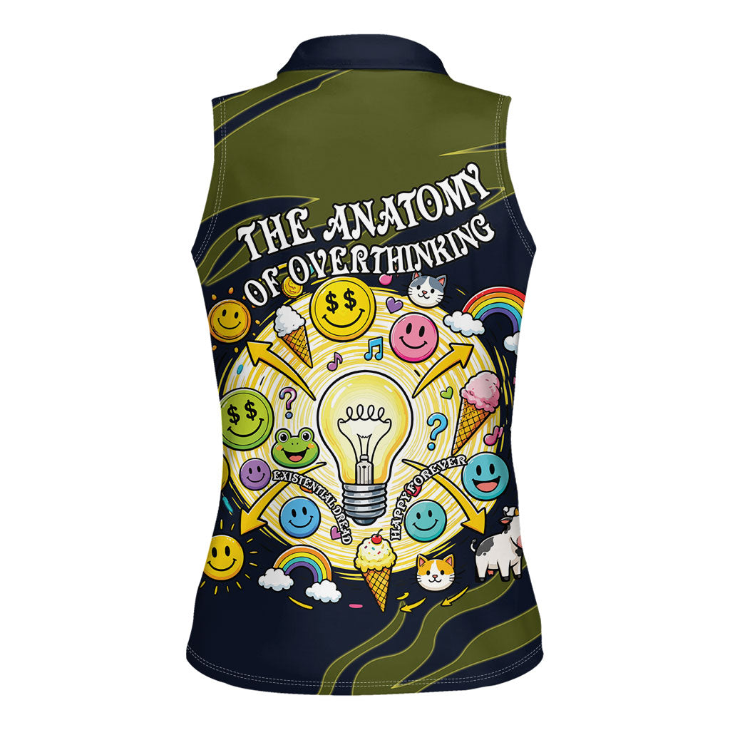 Wish I Lacked Critical Thinking Skills Y'all Seem So Happy Frog Women Sleeveless Polo Shirt Funny Overthinking Meme