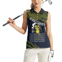 Wish I Lacked Critical Thinking Skills Y'all Seem So Happy Frog Women Sleeveless Polo Shirt Funny Overthinking Meme