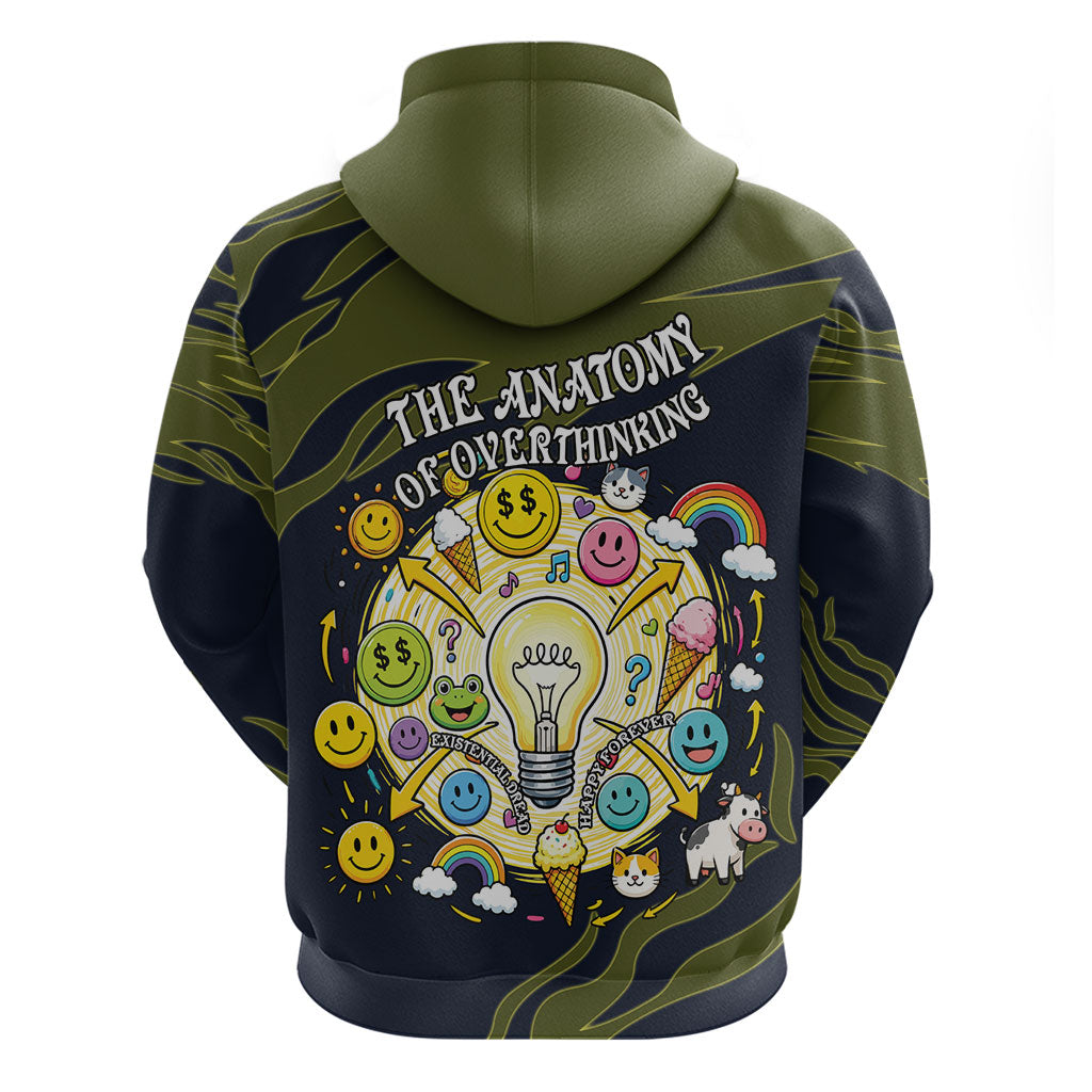 Wish I Lacked Critical Thinking Skills Y'all Seem So Happy Frog Zip Hoodie Funny Overthinking Meme