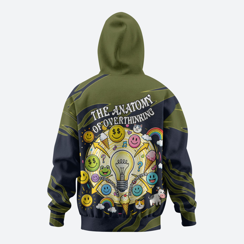 Wish I Lacked Critical Thinking Skills Y'all Seem So Happy Frog Zip Hoodie Funny Overthinking Meme