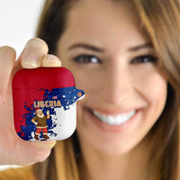 Liberia Christmas AirPods Case with Santa Claus Map Graphic and Red Blue Festive - Wonder Print Shop
