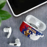 Liberia Christmas AirPods Case with Santa Claus Map Graphic and Red Blue Festive - Wonder Print Shop