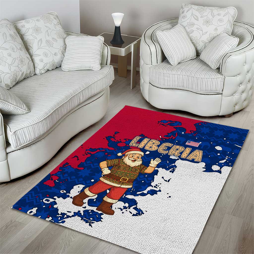 Liberia Christmas Area Rug with Santa Claus Map Graphic and Red Blue Festive - Wonder Print Shop