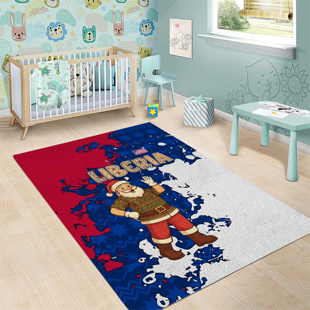 Liberia Christmas Area Rug with Santa Claus Map Graphic and Red Blue Festive - Wonder Print Shop