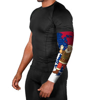 Liberia Christmas Arm Sleeves with Santa Claus Map Graphic and Red Blue Festive - Wonder Print Shop