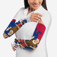 Liberia Christmas Arm Sleeves with Santa Claus Map Graphic and Red Blue Festive - Wonder Print Shop