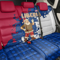 Liberia Christmas Back Car Seat Cover with Santa Claus Map Graphic and Red Blue Festive - Wonder Print Shop