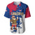 Liberia Christmas Baseball Jersey with Santa Claus Map Graphic and Red Blue Festive - Wonder Print Shop