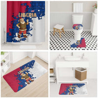Liberia Christmas Bathroom Set with Santa Claus Map Graphic and Red Blue Festive - Wonder Print Shop