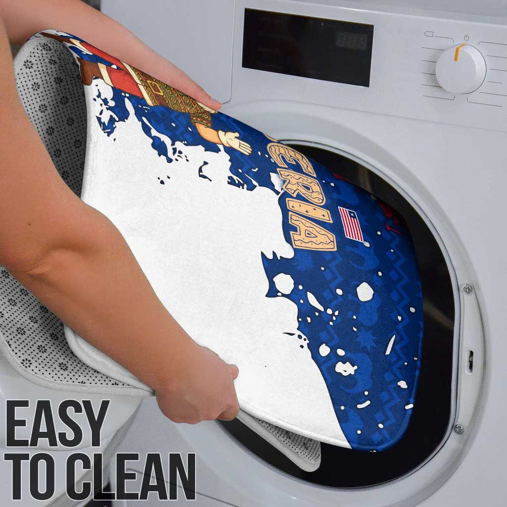 Liberia Christmas Bathroom Set with Santa Claus Map Graphic and Red Blue Festive - Wonder Print Shop