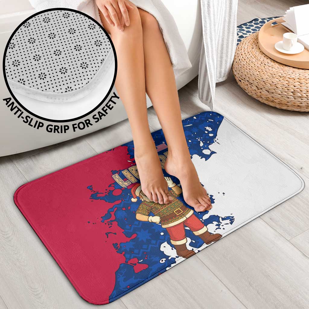Liberia Christmas Bathroom Set with Santa Claus Map Graphic and Red Blue Festive - Wonder Print Shop